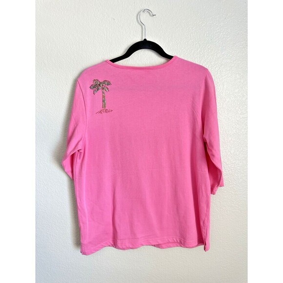 NEW Quacker Factory Sweater Women's Size Large Beach Bikini Sequin Beaded Top - Picture 2 of 7